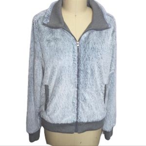 Patagonia Conejo Soft Gray Faux Fur Bomber Jacket